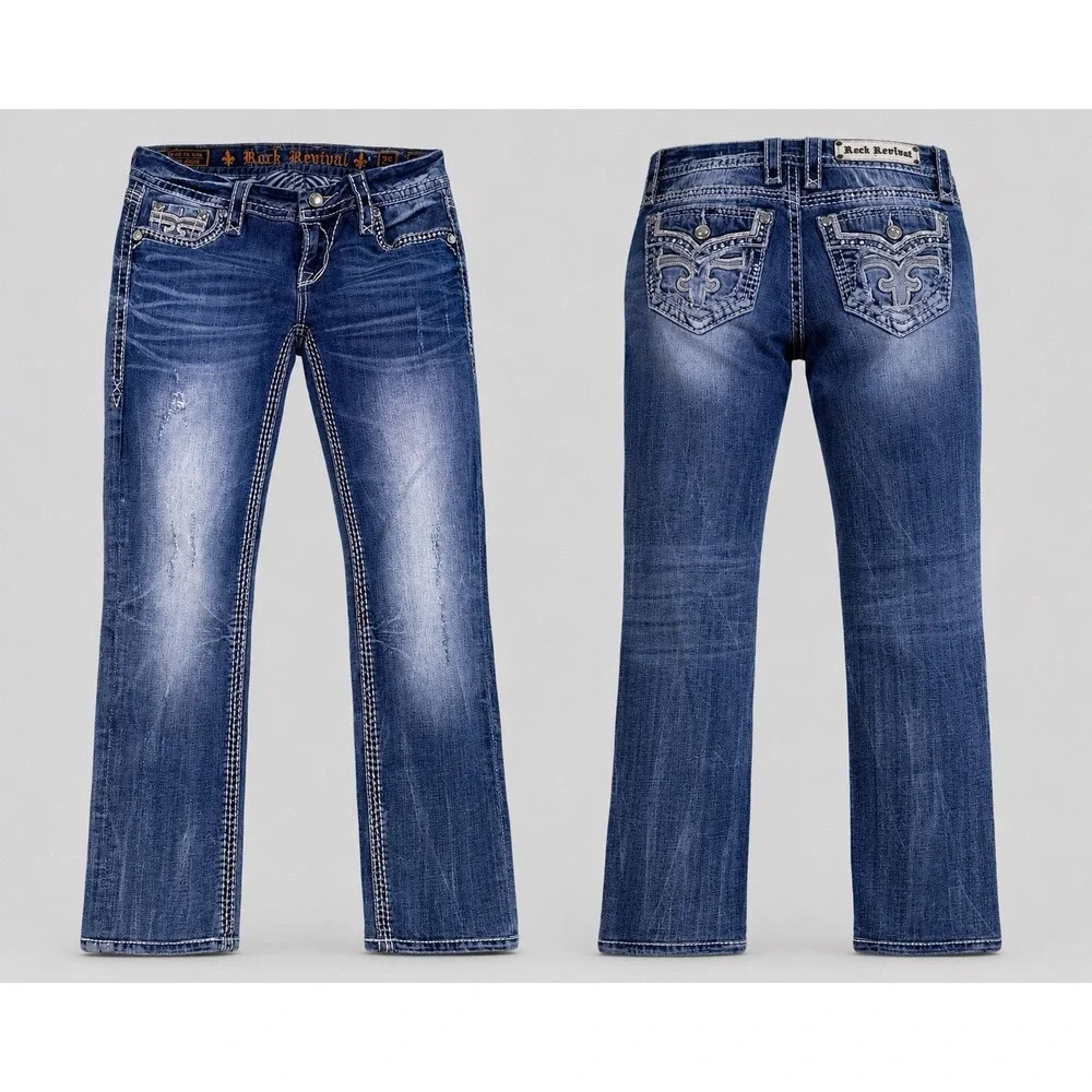 Rock Revival Jeans Women 27   BENITA  SKINNY  rhinestones embelished